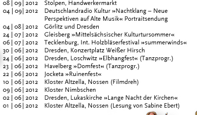 WIRBELEY Vergangene Termine 2011: 17.12.2011 Dresden, KulturHaus Loschwitz 16.12.2011 Grimma, Denkmalschmiede 10.12.2011 Dresden, KulturHaus Loschwitz 04.12.2011 Dresden, Stallhof »Mittelalter-Weihnacht« 03.12.2011 Dresden, Stallhof »Mittelalter-Weihnacht« 02.12.2011 Dresden, Stallhof »Mittelalter-Weihnacht« 19.11.2011 Dresden, Gare de la lune (CD-Präsentation) 19.11.2011 Dresden, Internationales Kongresszentrum 12.11.2011 Leipzig, Auerbachs Weinkeller 08.10.2011 Weimar, Zwiebelmarkt 18.09.2011 Landwüst (Vogtland), Freilichtmuseum 17.09.2011 Dresden, Saugartenfest 20.08.2011 Bad Wilsnack »Pilgerfest« 07.08.2011 Großsedlitz, Barockgarten »Parkfest« 24.07.2011 Lenzburg (Schweiz) »Gaunertage auf Schloss Lenzburg« 23.07.2011 Lenzburg (Schweiz) »Gaunertage auf Schloss Lenzburg« 22.07.2011 Lenzburg (Schweiz) »Gaunertage auf Schloss Lenzburg« 21.07.2011 Lenzburg (Schweiz) »Gaunertage auf Schloss Lenzburg« 10.07.2011 Altenburg »Altenburger Prinzenraub Festspiele« 09.07.2011 Altenburg »Altenburger Prinzenraub Festspiele« 08.07.2011 Altenburg »Altenburger Prinzenraub Festspiele« 07.07.2011 Altenburg »Altenburger Prinzenraub Festspiele« 06.07.2011 Altenburg »Altenburger Prinzenraub Festspiele« 05.07.2011 Altenburg »Altenburger Prinzenraub Festspiele« 04.07.2011 Altenburg »Altenburger Prinzenraub Festspiele« 03.07.2011 Altenburg »Altenburger Prinzenraub Festspiele« 02.07.2011 Altenburg »Altenburger Prinzenraub Festspiele« 01.07.2011 Altenburg »Altenburger Prinzenraub Festspiele« 30.06.2011 Altenburg »Altenburger Prinzenraub Festspiele« 29.06.2011 Altenburg »Altenburger Prinzenraub Festspiele« 28.06.2011 Altenburg »Altenburger Prinzenraub Festspiele« 27.06.2011 Altenburg »Altenburger Prinzenraub Festspiele« 26.06.2011 Altenburg »Altenburger Prinzenraub Festspiele« 25.06.2011 Altenburg »Altenburger Prinzenraub Festspiele« 24.06.2011 Altenburg »Altenburger Prinzenraub Festspiele« 23.06.2011 Altenburg »Altenburger Prinzenraub Festspiele« 19.06.2011 Döbeln, »Stadtfest«	 18.06.2011 Dresden, Jacques’ Weindepot 11.06.2011 Dresden, Wachwitzer Weinberg 22.05.2011 Hohnstein, Burg »Puppenspielfest«	 21.05.2011 Hohnstein, Burg »Puppenspielfest« 14.05.2011 Dresden, Schloss Albrechtsberg 25.04.2011 Kahla, Leuchtenburg »Osterspektakel« 24.04.2011 Kahla, Leuchtenburg »Osterspektakel« 23.04.2011 Kahla, Leuchtenburg »Osterspektakel« 22.04.2011 Kahla, Leuchtenburg »Osterspektakel« 02.04.2011 Lohsdorf, Gasthaus zum Schwarzbachtal 12.03.2011 Loket (Tschechien), Burg Loket 11.03.2011 Dresden, Pulverturm 08.03.2011 Dresden, Palais im großen Garten 07.03.2011 Dresden, Dreikönigskirche 07.03.2011 Dresden, Sophienkeller 01.03.2011 Dresden, Pulverturm 